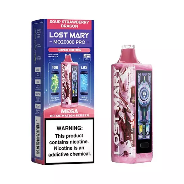 sour strawberry dragon lost mary mo20000 pro disposable